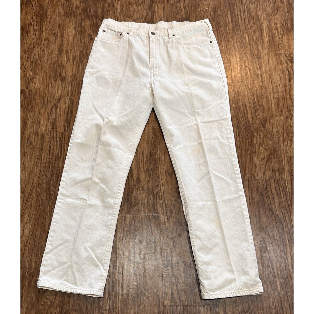Bills Khakis Chino Pants Mens 35x32 Straight Fit Flat Front Khaki Cream Made USA